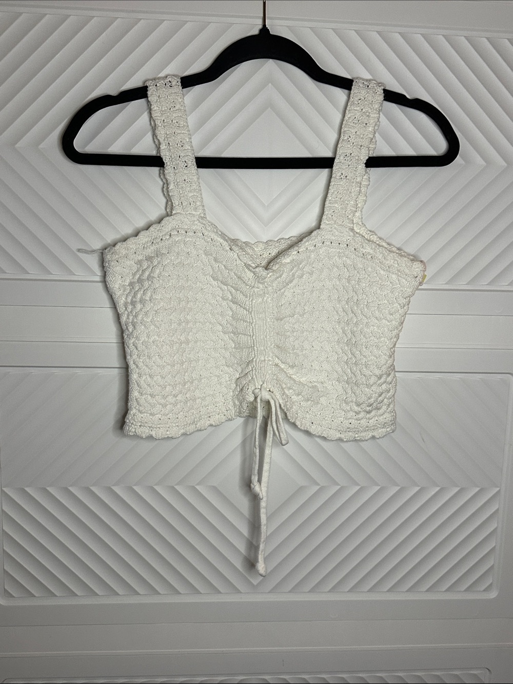 Hollister Cream Crochet Tie-Front Crop Top